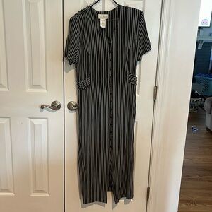 UGC size 16 navy and gray striped dress